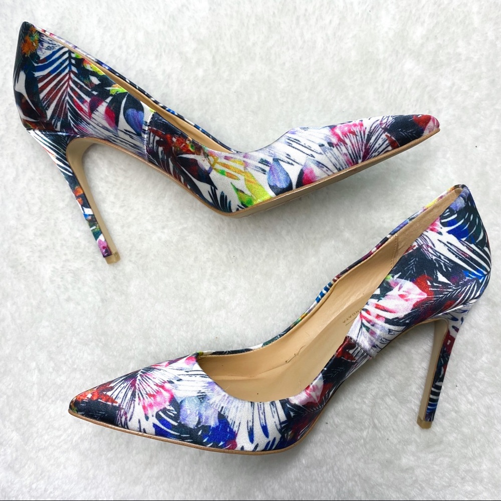 Floral Multicolor Pointed Toe Stiletto Heels